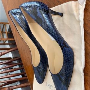 Jimmy Choo Navy Snake Print high heels